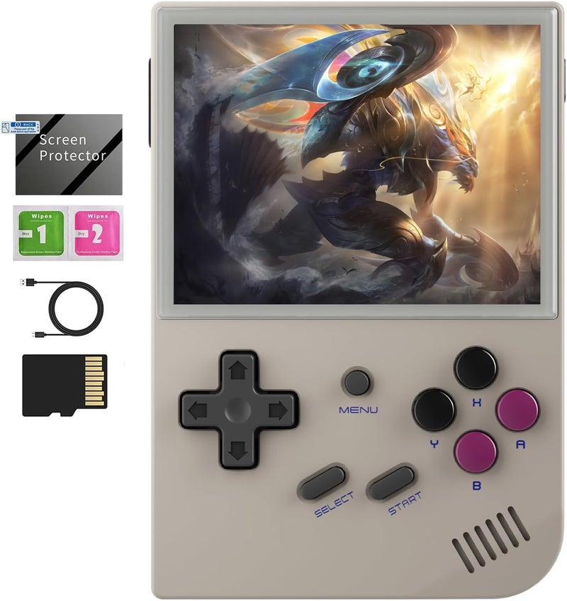GiipGoop RG35XX 2024 Retro Gaming Consoles with 64GB Card rg35xx Handheld Game Console 3.5 inch IPS Screen Linux System Classic Emulator Hand Held Gaming Console Support HDMI TV Output Gray - Image 1
